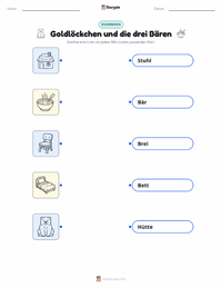 Goldlöckchen und die drei Bären - Englisch druckbare Arbeitsblatt für Kinder