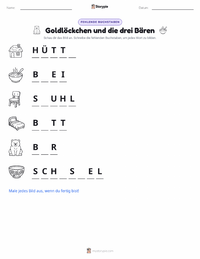 Goldlöckchen und die drei Bären - Englisch druckbare Arbeitsblatt Vorschau
