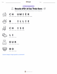 Aperçu de la feuille de travail imprimable Boucle d'Or et les Trois Ours - Anglais