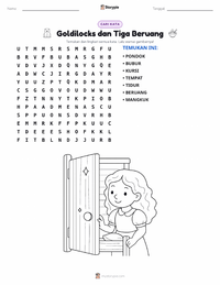 Prabaca lembar kerja cetak Goldilocks dan Tiga Beruang - Bahasa Inggris