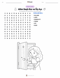 Goldilocks ve Üç Ayı - İngilizce yazdırılabilir çalışma sayfası önizlemesi