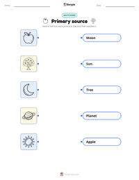 Primary source printable worksheet for kids