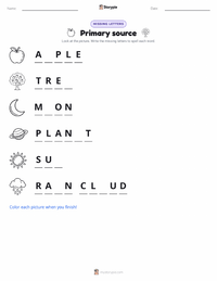 Primary source printable worksheet preview