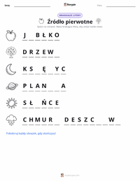 Podgląd drukowalnego arkusza ćwiczeń Fotosynteza