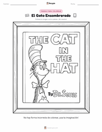 Vista previa de la hoja de trabajo imprimible de El Gato en el Sombrero (libro)