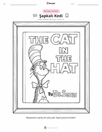 Şapkalı Kedi (kitap) çocuklar için boyama sayfası