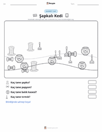 Şapkalı Kedi (kitap) yazdırılabilir çalışma sayfası önizlemesi