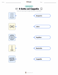 Scheda stampabile di Il gatto col cappello (libro) per bambini