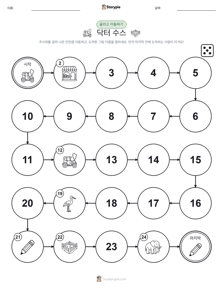 주사위 굴리고 이동하기 게임