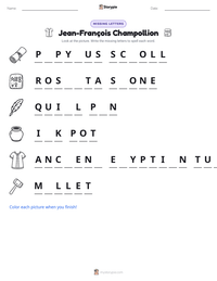 Jean-François Champollion printable worksheet preview