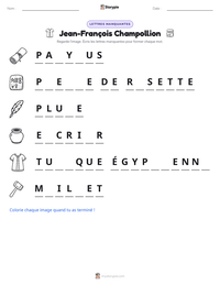 Aperçu de la feuille de travail imprimable Jean-François Champollion