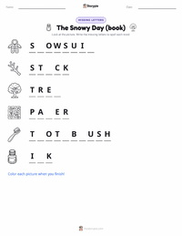 The Snowy Day (book) printable worksheet preview