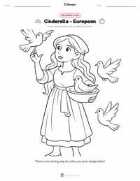 Cinderella - European coloring page for kids