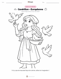 Page de coloriage Cendrillon - Européenne pour les enfants