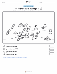 Vista previa de la hoja de trabajo imprimible de Cenicienta - Europea