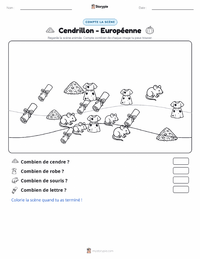 Aperçu de la feuille de travail imprimable Cendrillon - Européenne