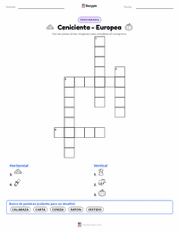 Vista previa de la hoja de trabajo imprimible de Cenicienta - Europea