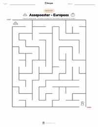 Assepoester - Europees afdrukbare werkblad voorbeeld