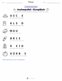 Aschenputtel - Europäisch druckbare Arbeitsblatt Vorschau