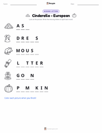 Cinderella - European printable worksheet preview