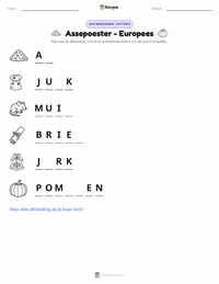 Assepoester - Europees afdrukbare werkblad voorbeeld