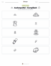 Aschenputtel - Europäisch druckbare Arbeitsblatt Vorschau