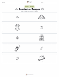 Vista previa de la hoja de trabajo imprimible de Cenicienta - Europea