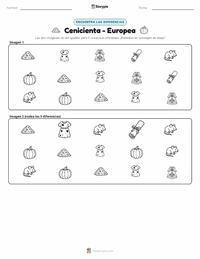 Vista previa de la hoja de trabajo imprimible de Cenicienta - Europea
