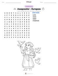 Assepoester - Europees afdrukbare werkblad voorbeeld