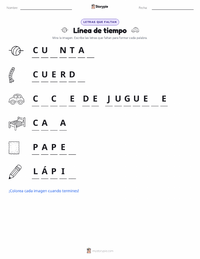 Vista previa de la hoja de trabajo imprimible de Línea de Tiempo