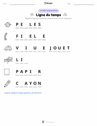 Aperçu de la feuille de travail imprimable Chronologie