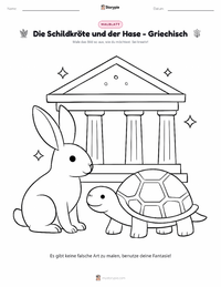 Die Schildkröte und der Hase - Griechisch Malvorlage für Kinder