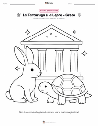 Pagina da colorare di La tartaruga e la lepre - Greco per bambini