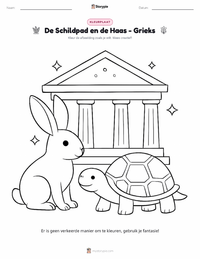 De Schildpad en de Haas - Grieks kleurplaat voor kinderen