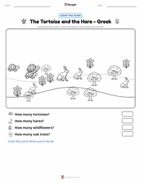 The Tortoise and the Hare - Greek printable worksheet preview
