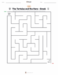 The Tortoise and the Hare - Greek printable worksheet preview