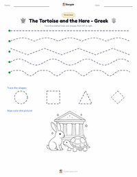 The Tortoise and the Hare - Greek printable worksheet preview