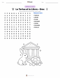 Aperçu de la feuille de travail imprimable La Tortue et le Lièvre - Grec