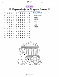 Kaplumbağa ile Tavşan - Yunan yazdırılabilir çalışma sayfası önizlemesi