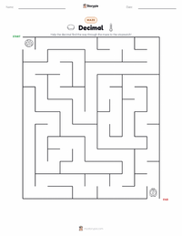 Decimal printable worksheet preview