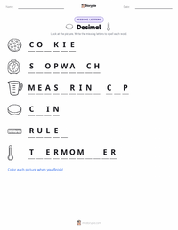 Decimal printable worksheet preview