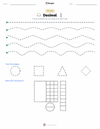 Decimal printable worksheet preview