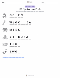 Podgląd drukowalnego arkusza ćwiczeń Społeczność