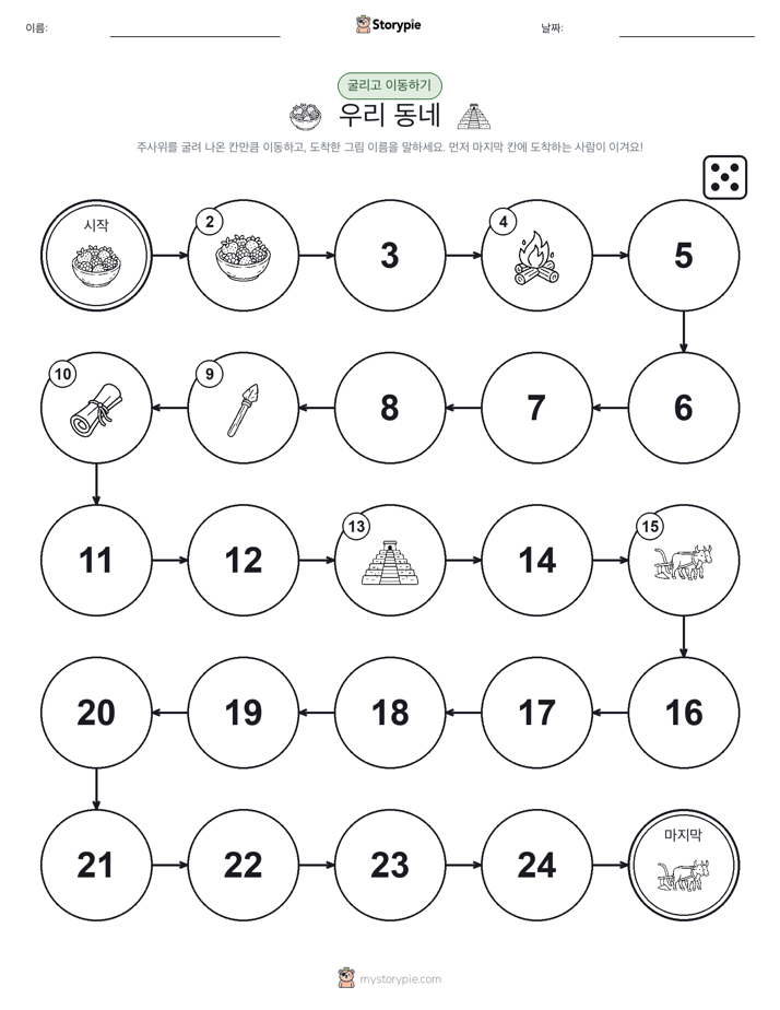 주사위 굴리고 이동하기 게임