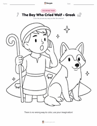 The Boy Who Cried Wolf - Greek coloring page for kids