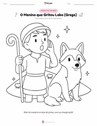 Página de colorir O Menino que Gritava Lobo - Grego para crianças