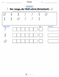 Der Junge, der Wolf rief - Griechisch druckbare Arbeitsblatt Vorschau