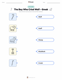 The Boy Who Cried Wolf - Greek printable worksheet for kids
