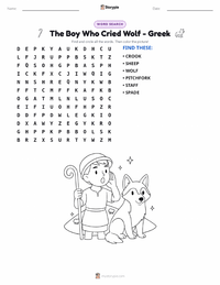 The Boy Who Cried Wolf - Greek printable worksheet preview