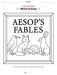 Página para colorear de Fábulas de Esopo para niños
